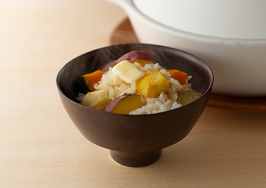 野菜だしのだし炊きごはん　栗とかぼちゃといも